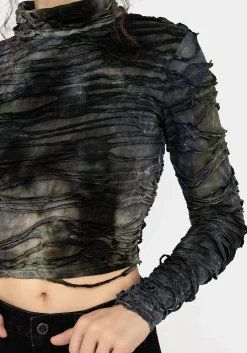 Chlorella Distressed Long Sleeve Top