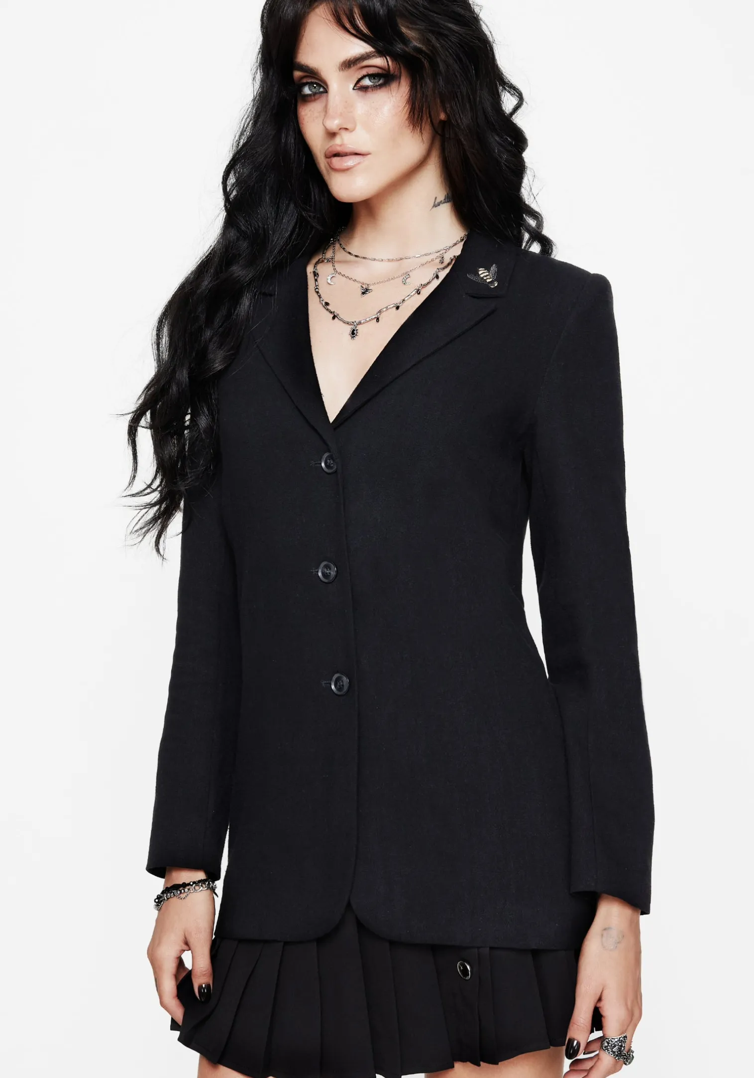 Chloris Embroidered Longline Blazer