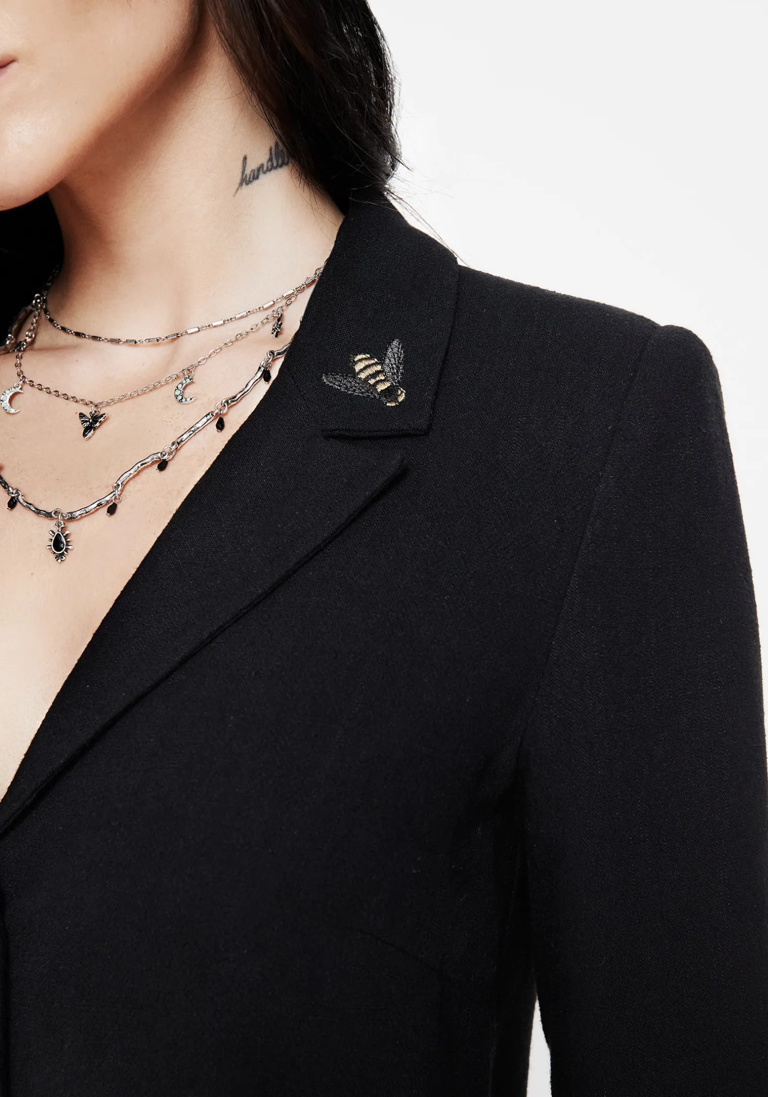 Chloris Embroidered Longline Blazer