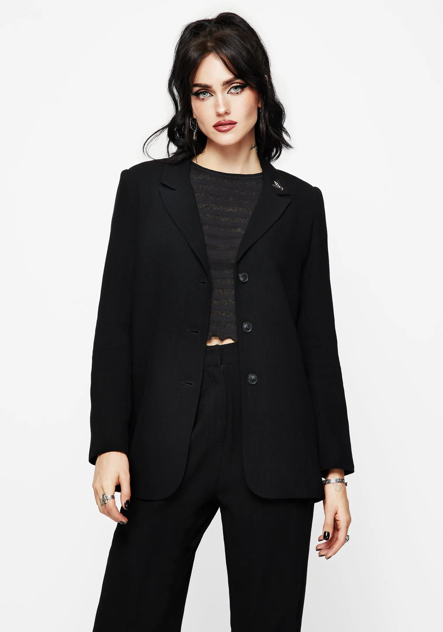 Chloris Embroidered Longline Blazer