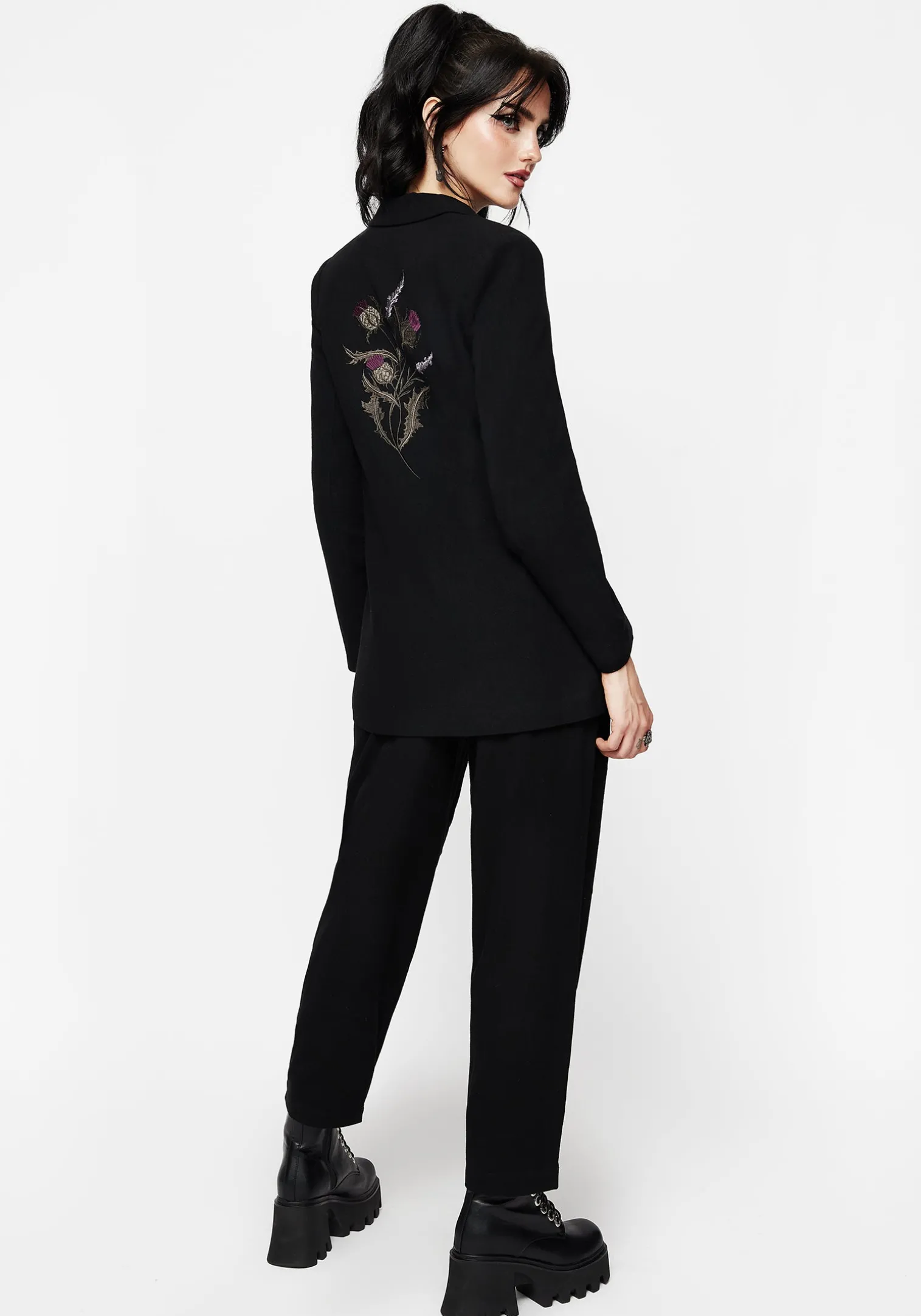 Chloris Embroidered Longline Blazer