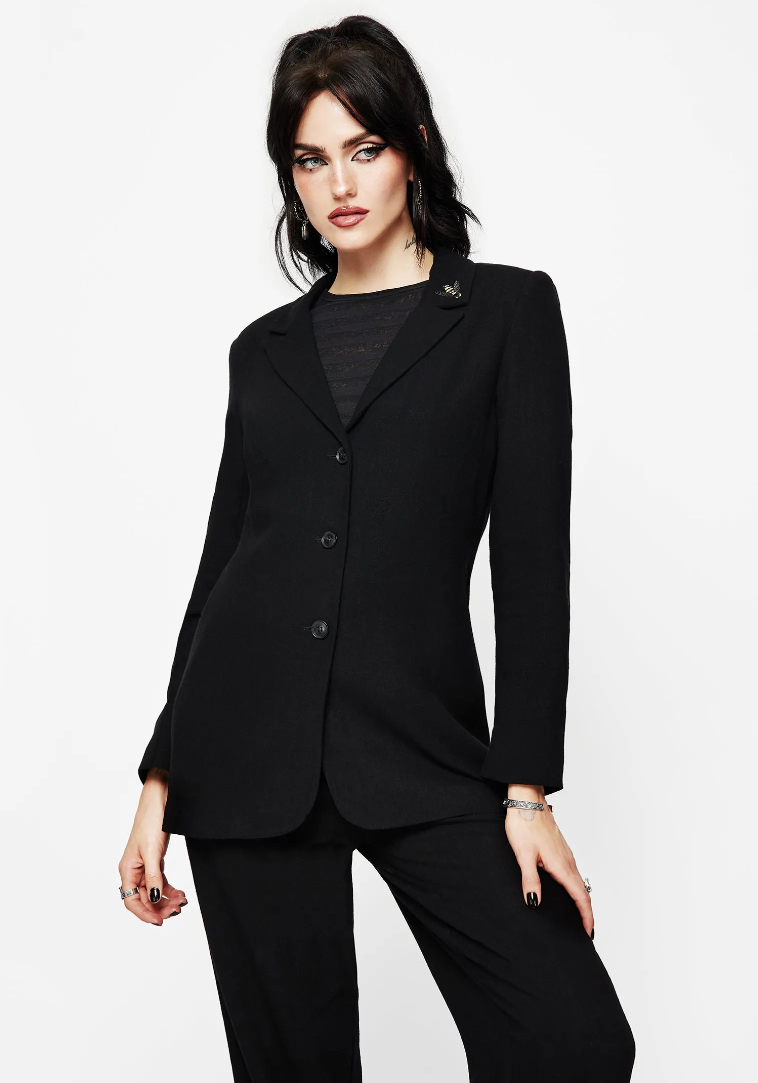 Chloris Embroidered Longline Blazer