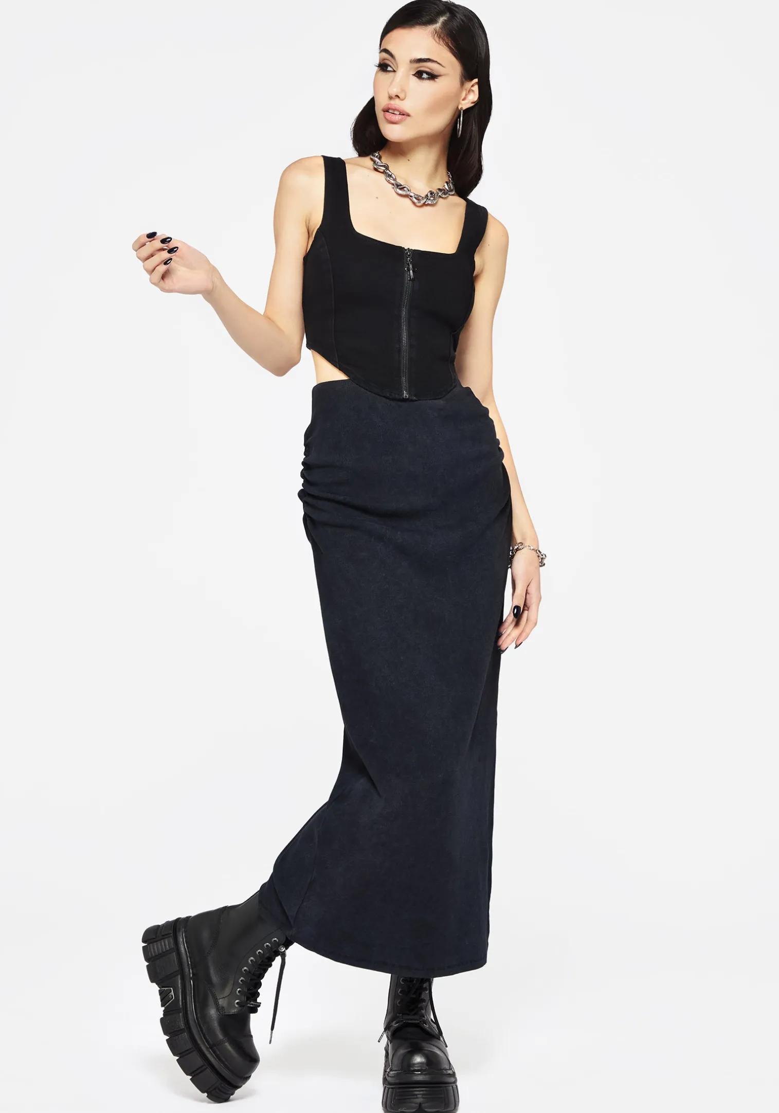 Christina Washed Rib Cotton Maxi Skirt