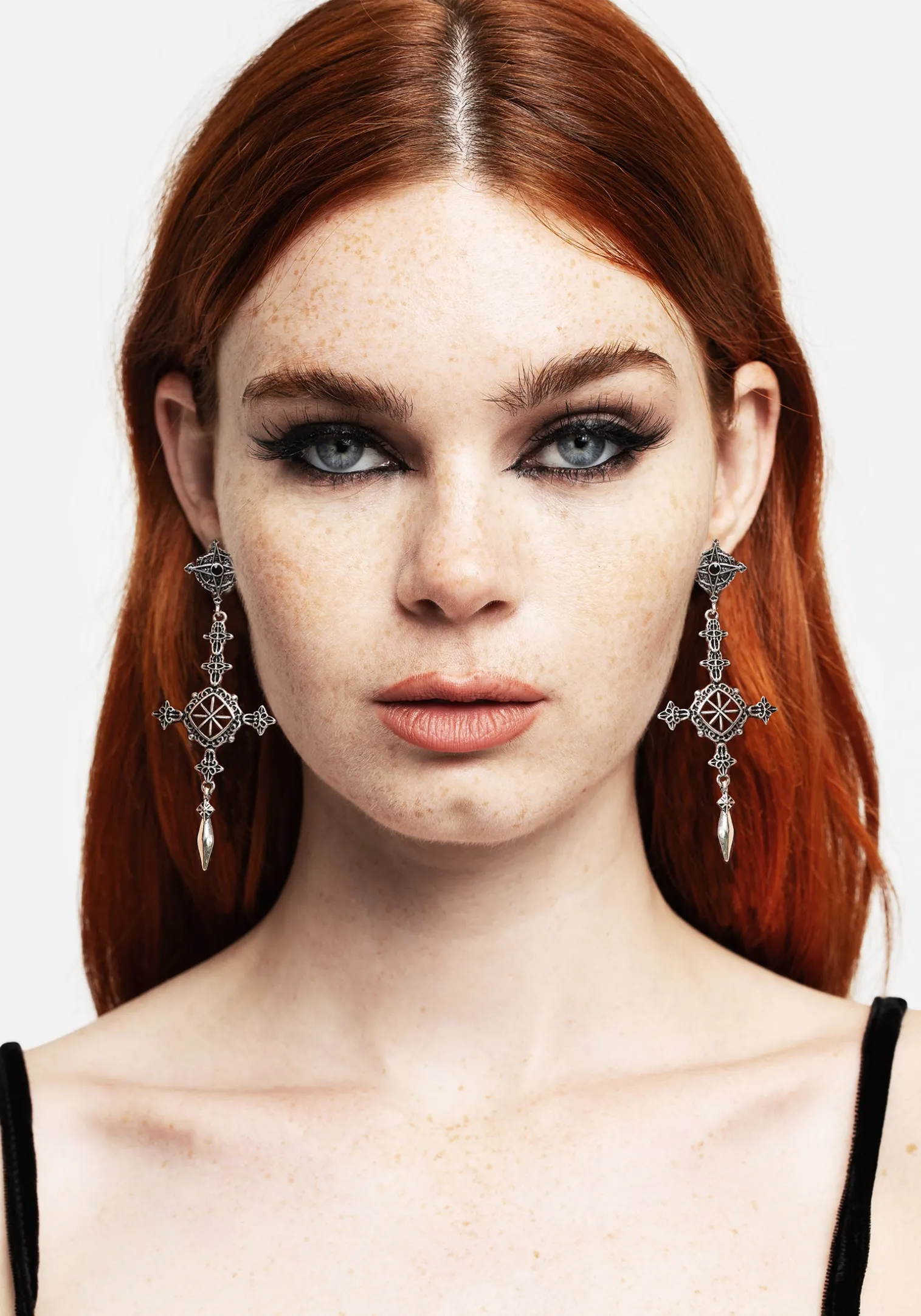 Ciara Cross Drop Earrings