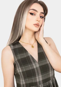 Clara Cotton Check Sleeveless Tiered Smock Midi Dress