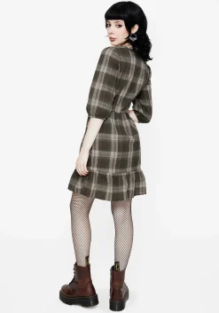 Clara Cotton Check Tiered Mini Smock Dress