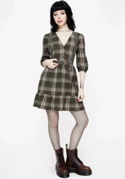 Clara Cotton Check Tiered Mini Smock Dress