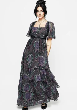 Clarette Chiffon Angel Sleeve Tiered Gown