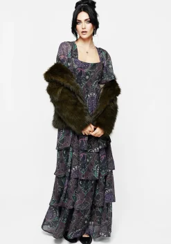 Clarette Chiffon Angel Sleeve Tiered Gown