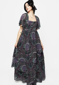 Clarette Chiffon Angel Sleeve Tiered Gown