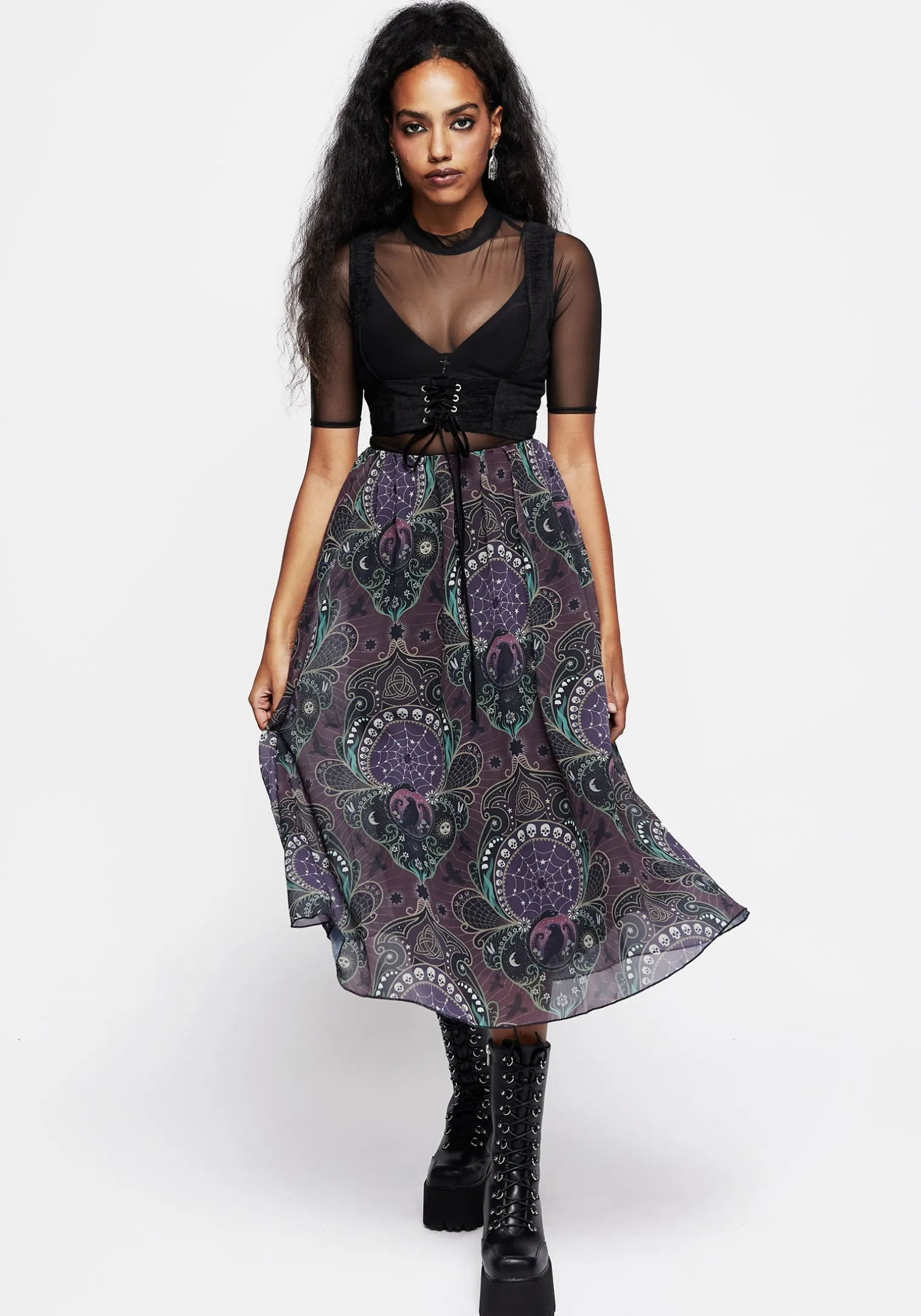 Clarette Chiffon Layered Midi Skirt
