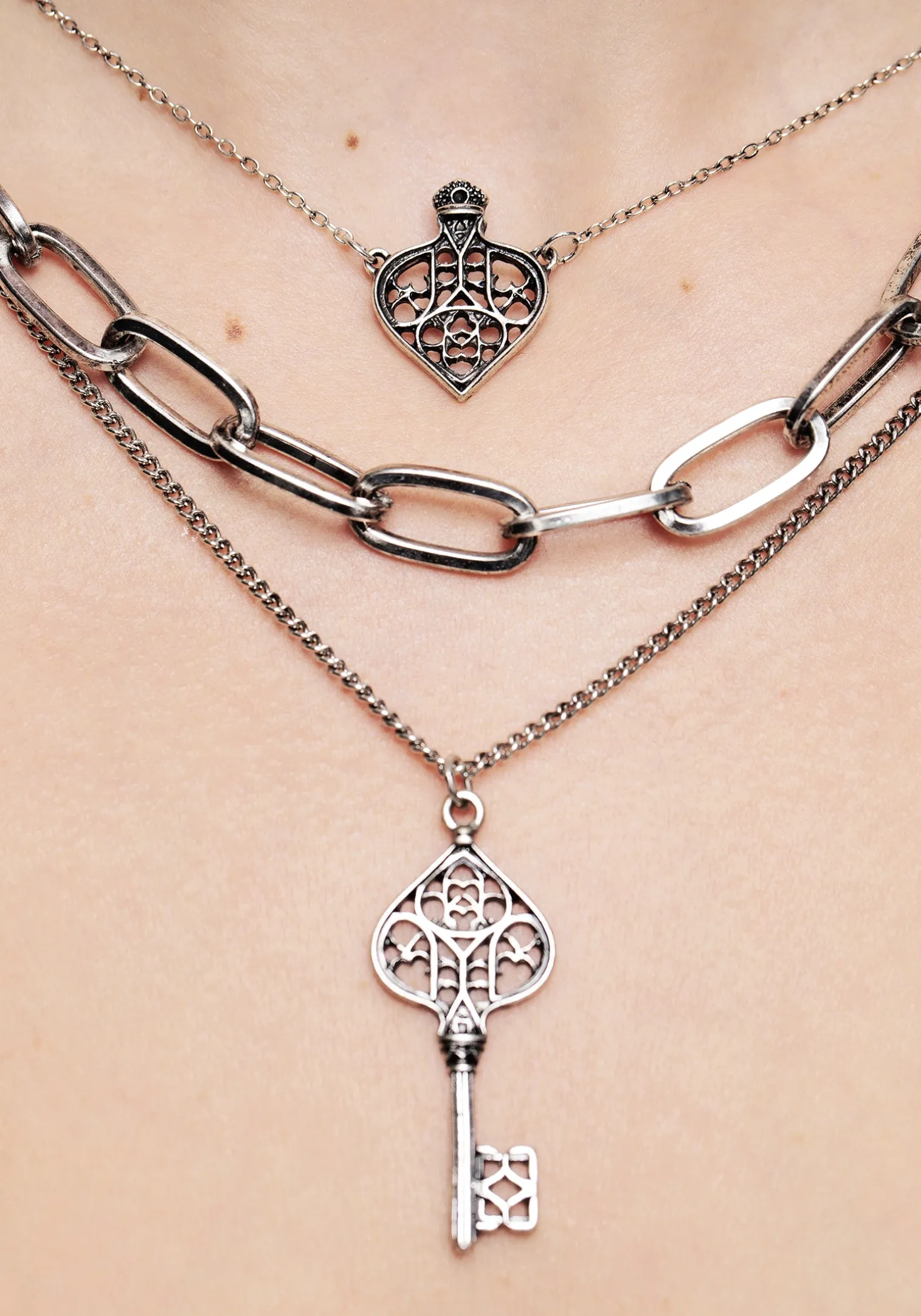 Claustrum Gothic Key Layered Necklace