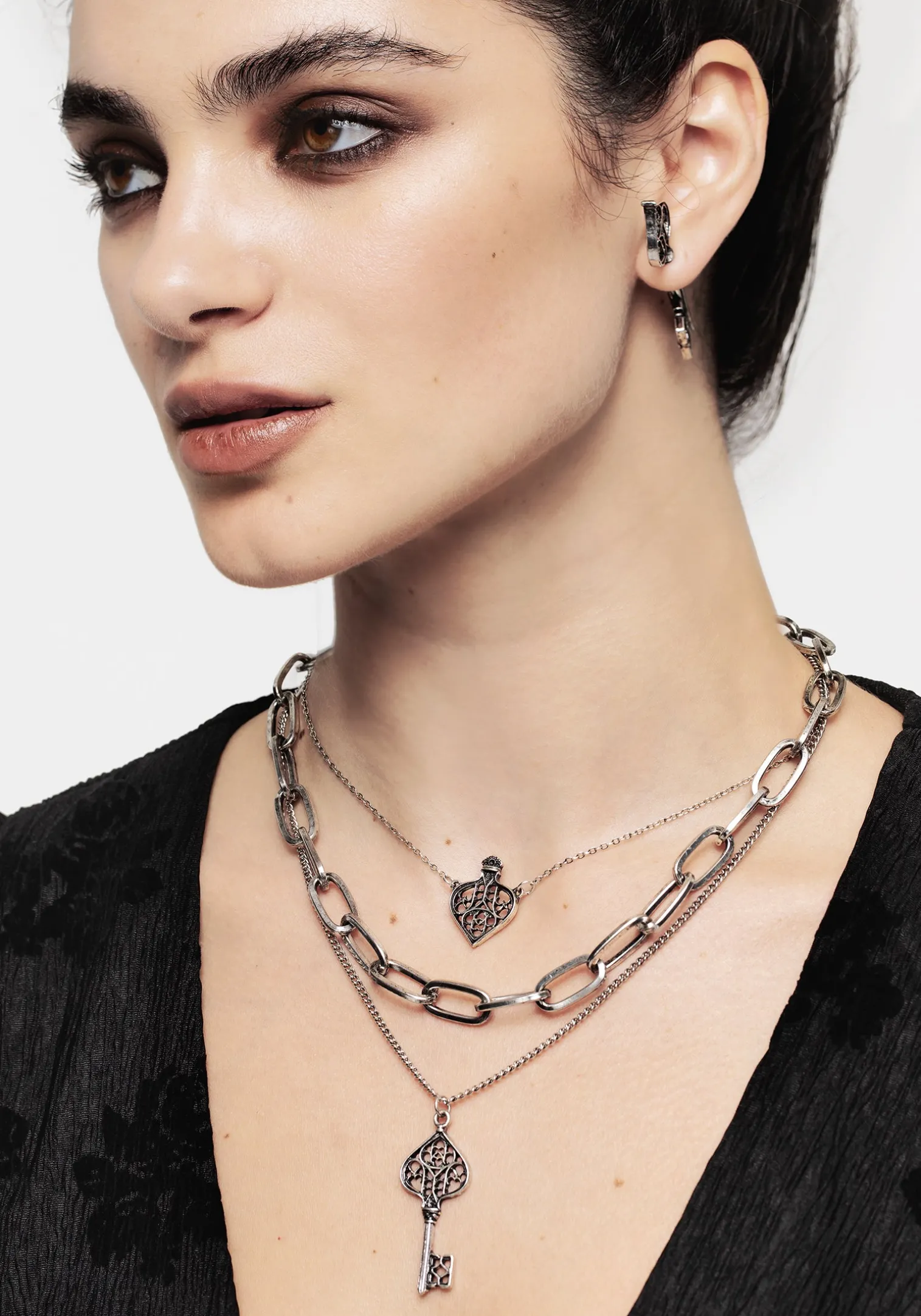 Claustrum Gothic Key Layered Necklace