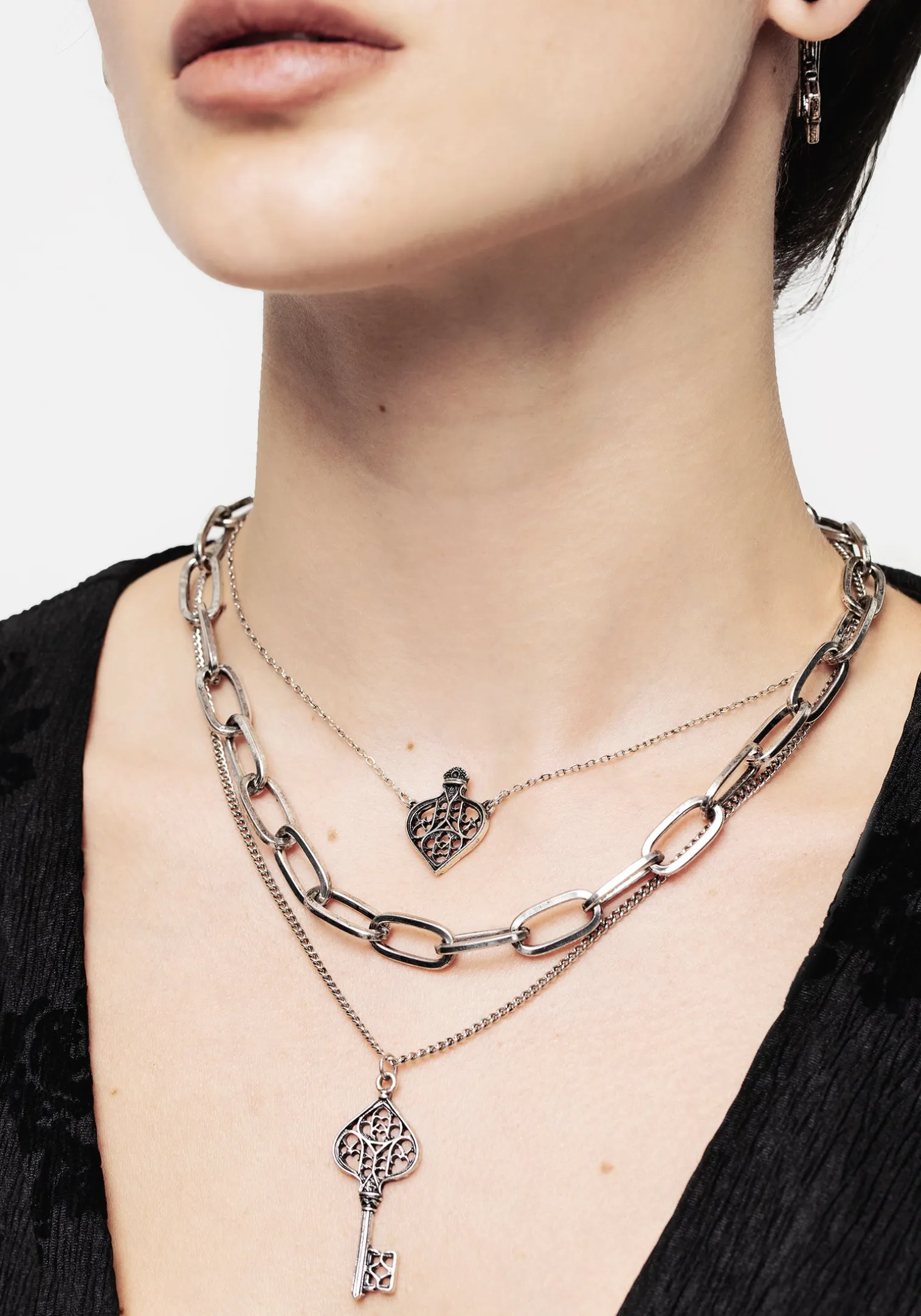 Claustrum Gothic Key Layered Necklace