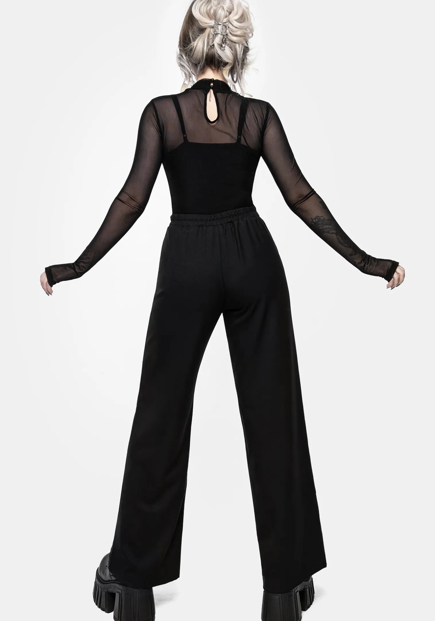 Cleome Floral Spiderweb Embroidered Trousers