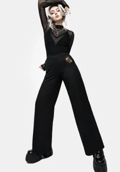 Cleome Floral Spiderweb Embroidered Trousers
