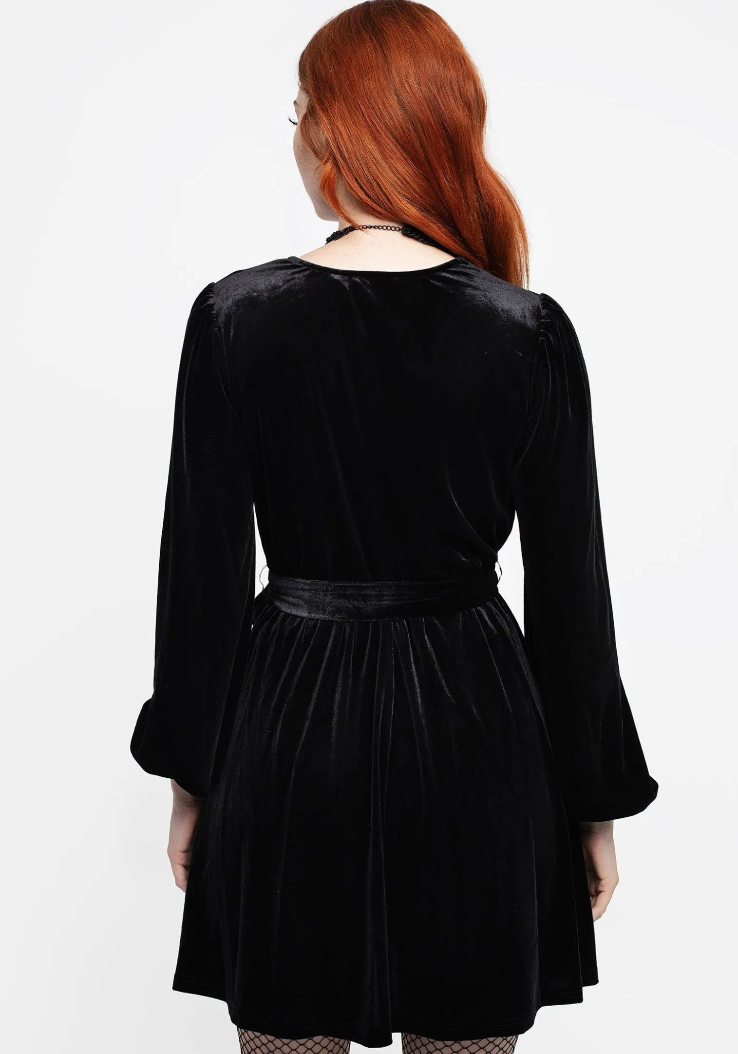 Cleome Floral Spiderweb Embroidered Velour Faux Wrap Mini Dress