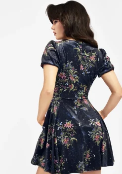 Cleome Floral Spiderweb Velour Mini Dress
