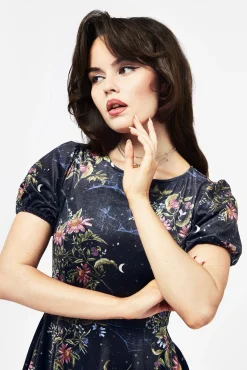 Cleome Floral Spiderweb Velour Mini Dress