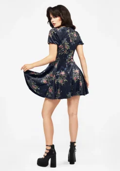 Cleome Floral Spiderweb Velour Mini Dress
