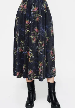 Cleome Floral Spiderweb Velour Midi Skirt