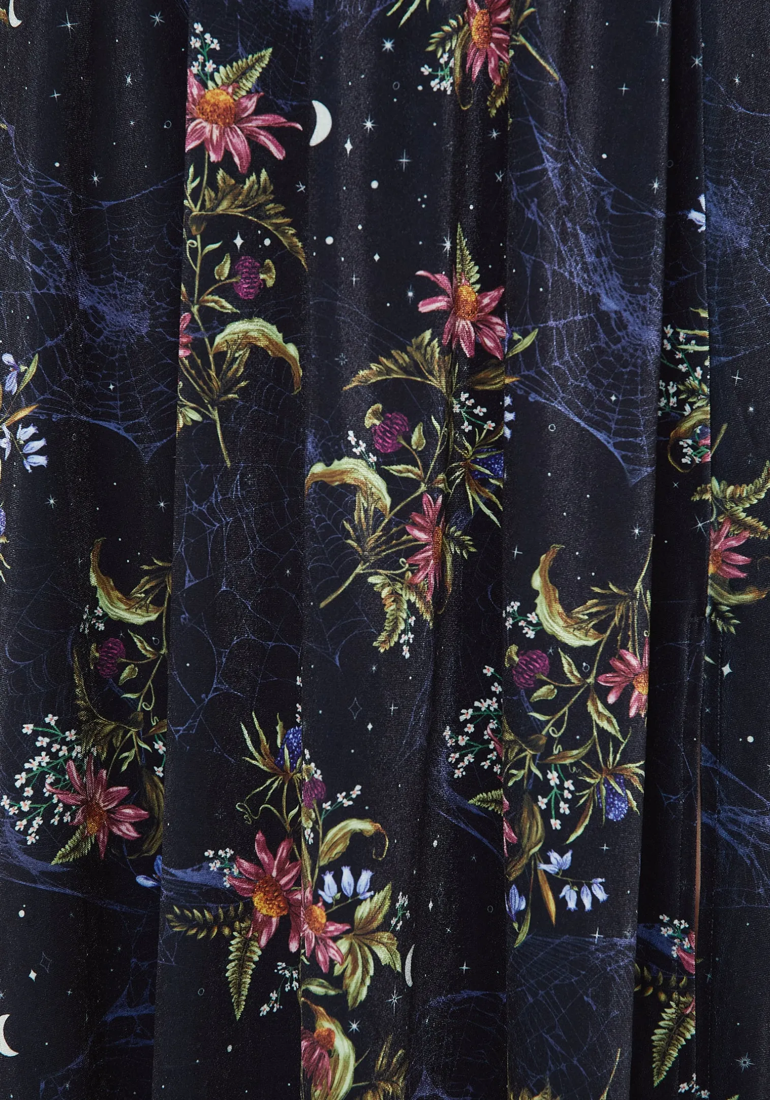 Cleome Floral Spiderweb Velour Midi Skirt