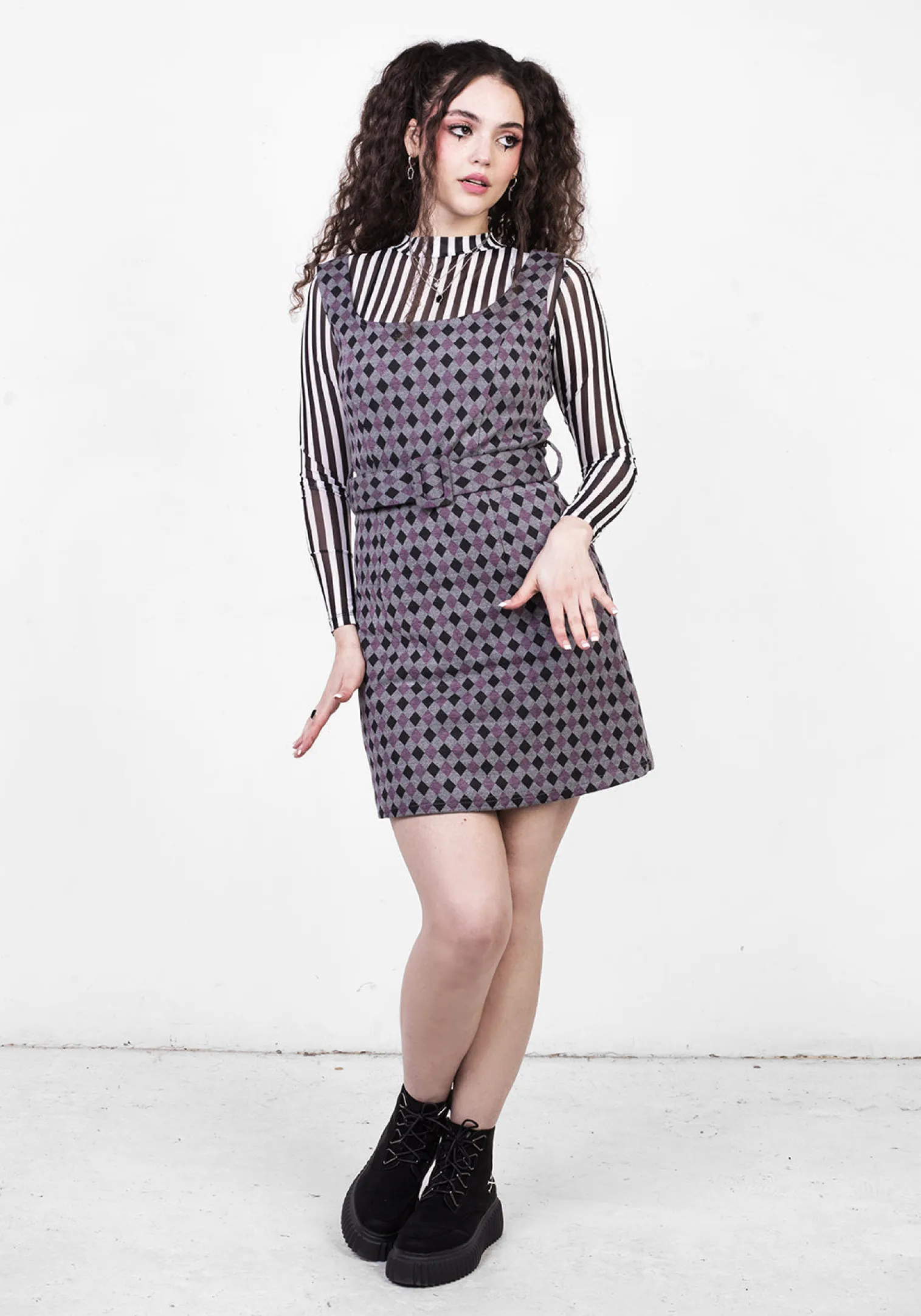 Clowntears Belted Pinafore Dress