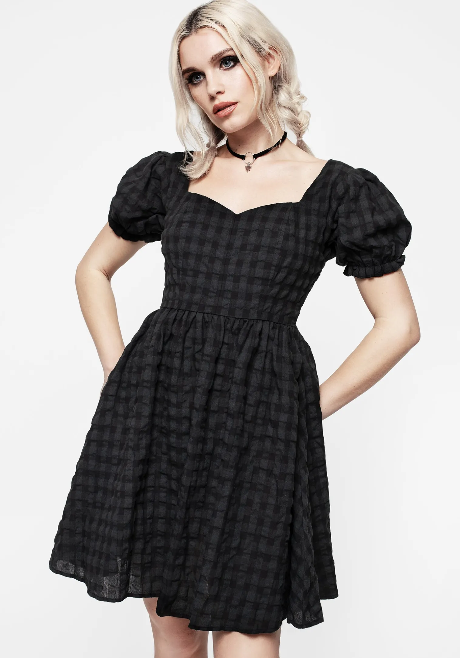 Cobalt Check Mini Dress