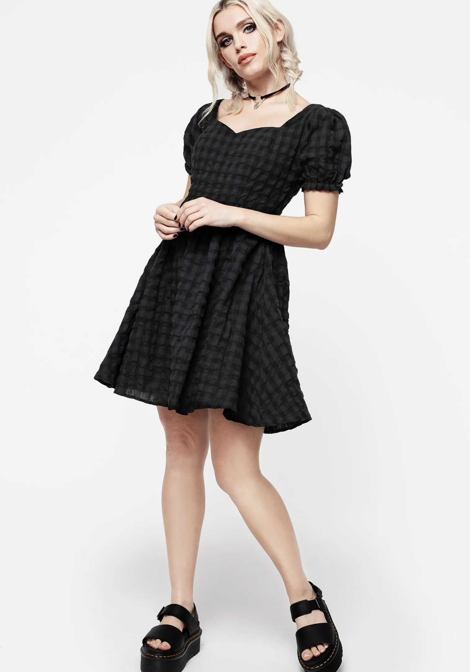 Cobalt Check Mini Dress