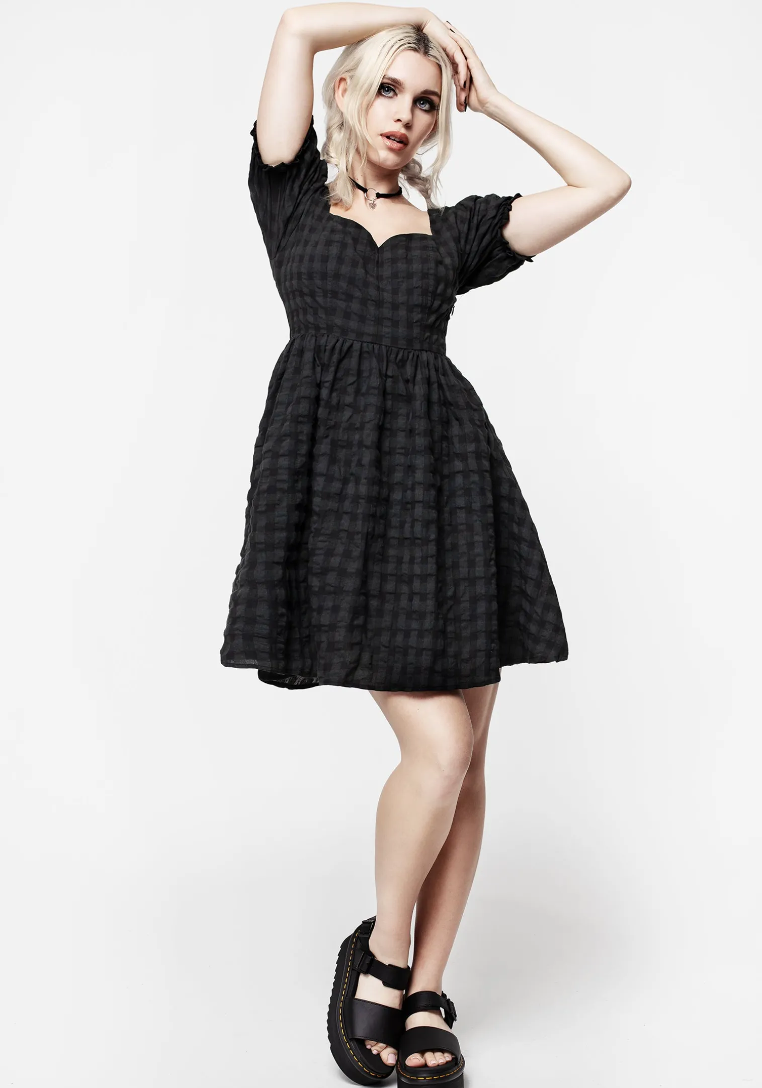 Cobalt Check Mini Dress