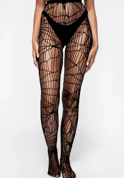 Cobweb Patterned Fishnet Tights