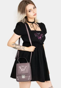 Cocoon Butterfly Embroidered Puff Sleeve Mini Dress