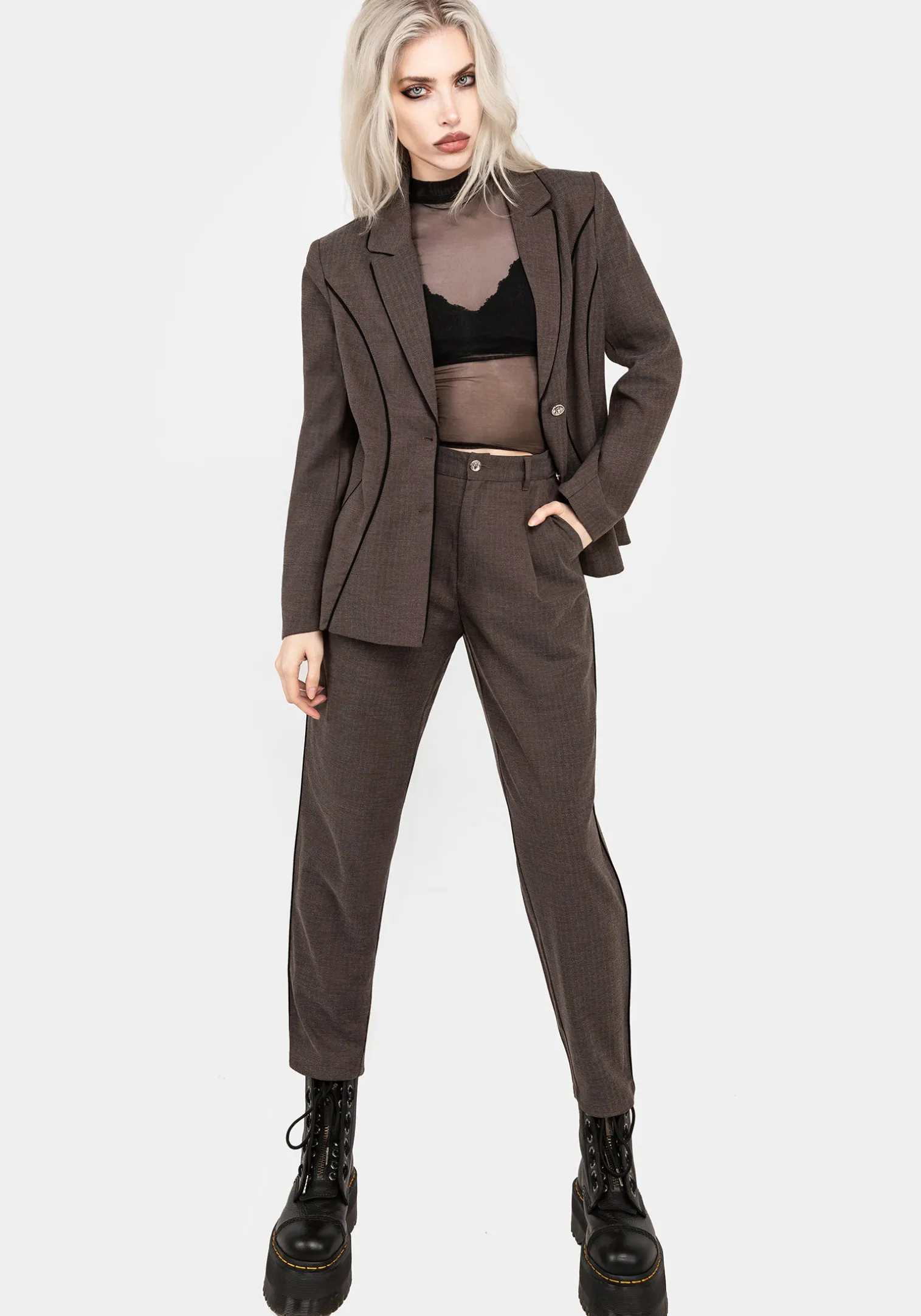 Cointrelle Herringbone Piped Blazer
