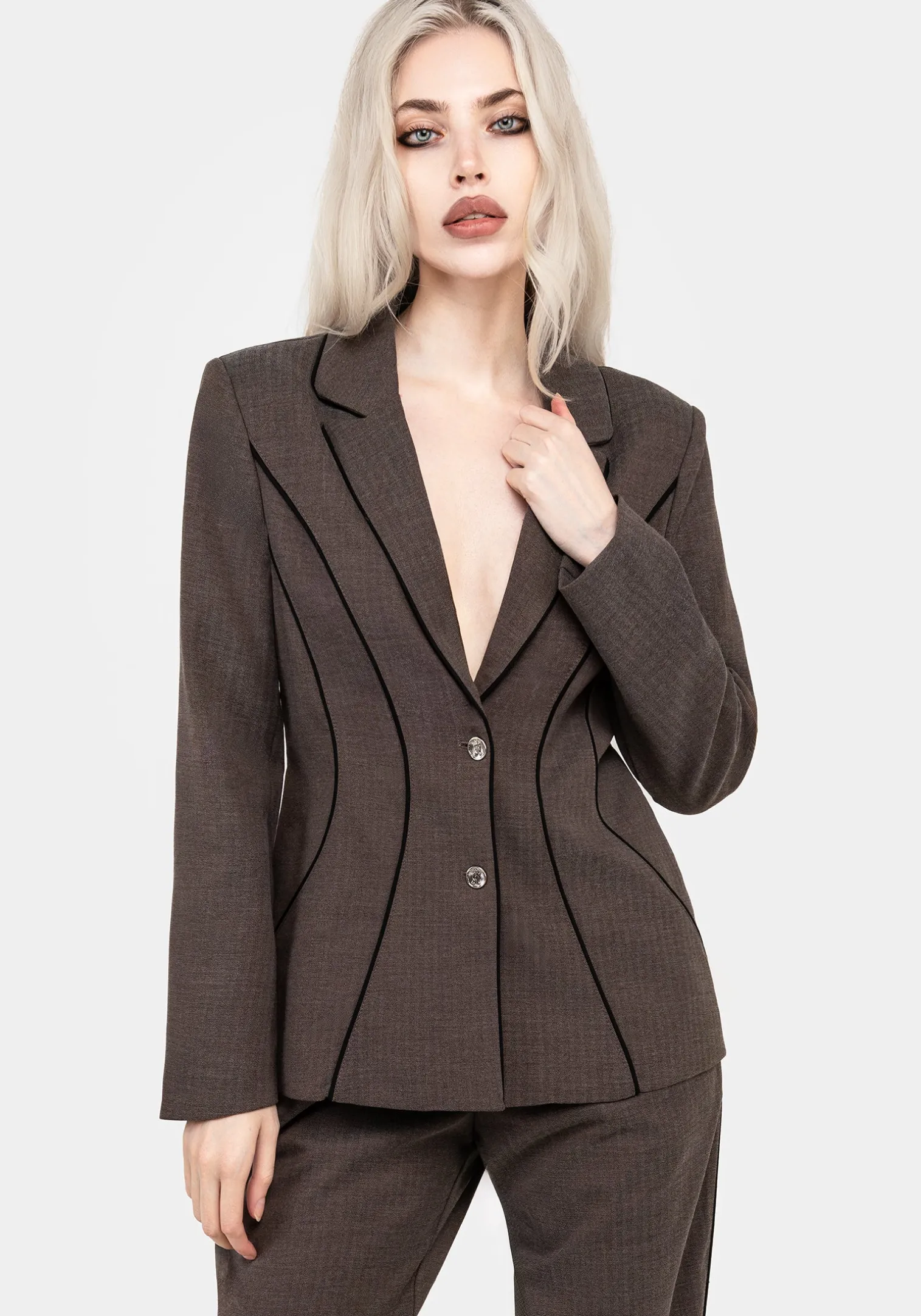 Cointrelle Herringbone Piped Blazer