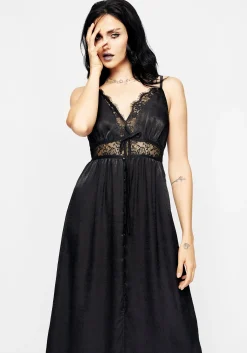 Conjure Satin Lace Trim Cami Midi Dress