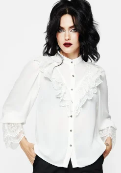 Constance Lace Frill Button Up Blouse Top