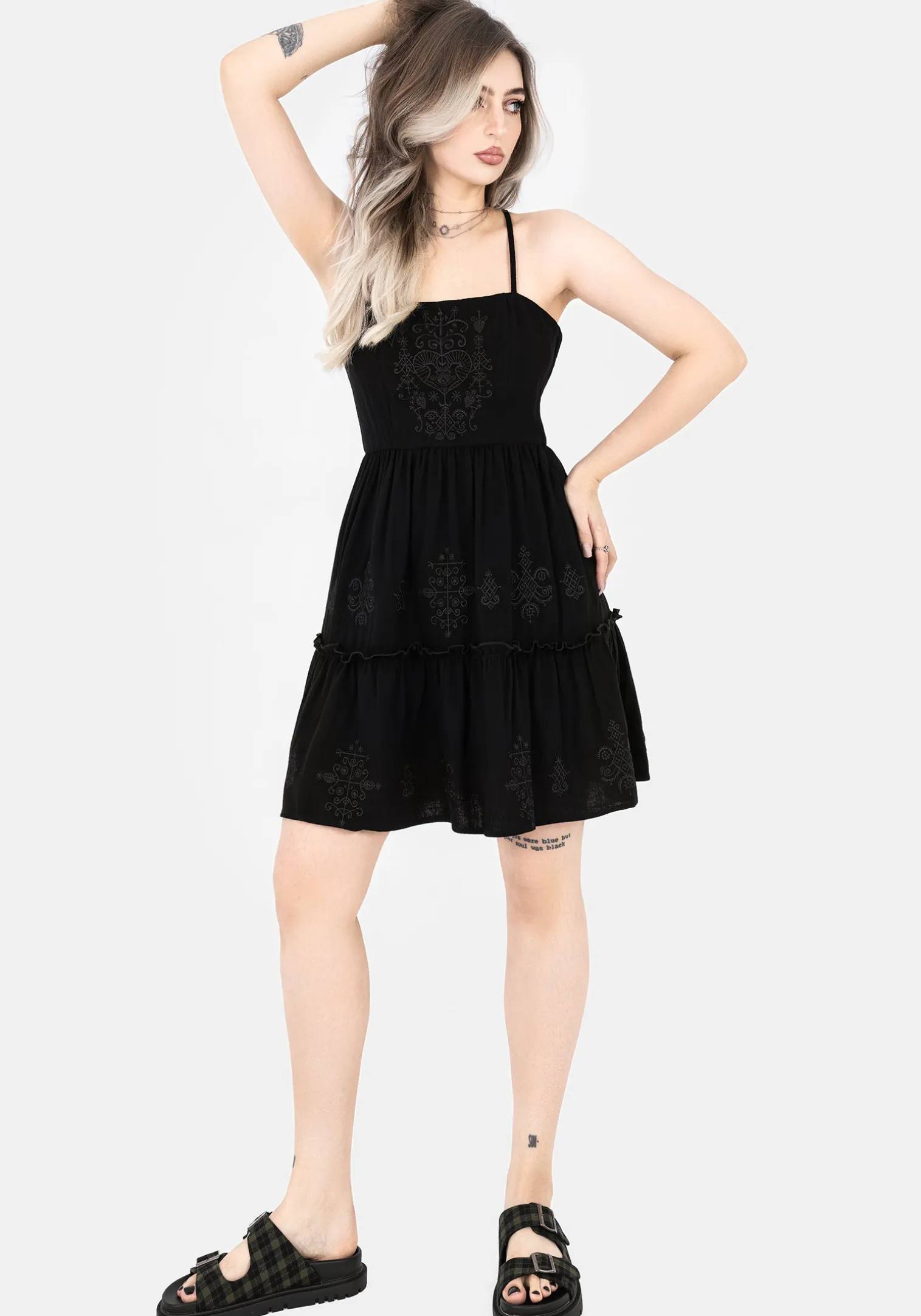 Cordata Embroidered Cami Mini Smock Dress