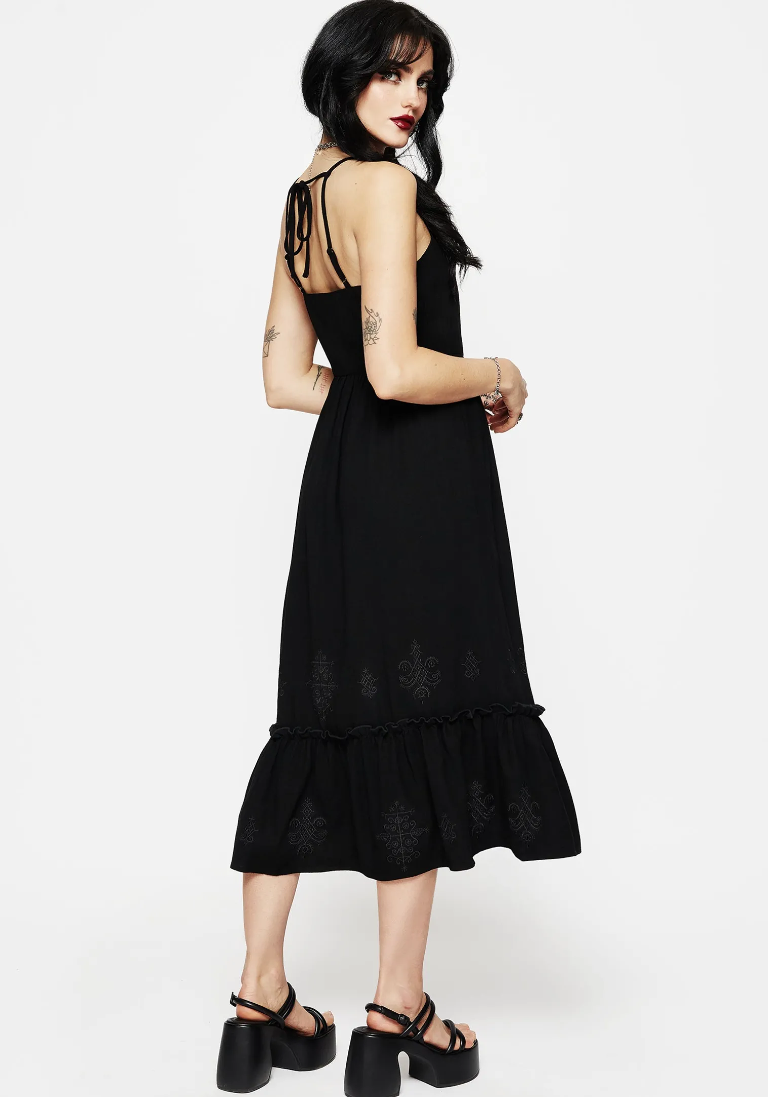 Cordata Embroidered Cami Midi Smock Dress