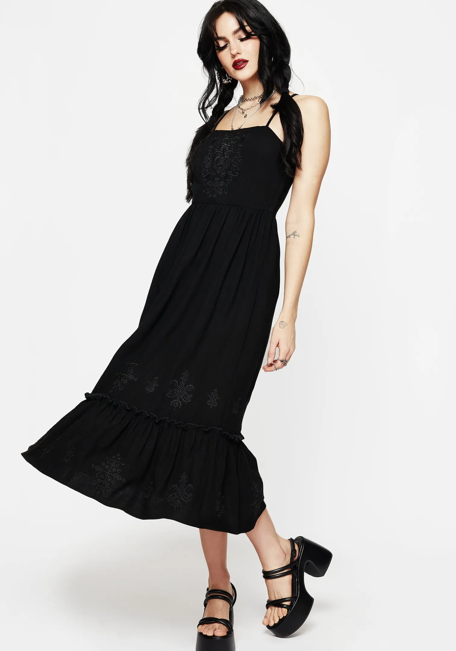 Cordata Embroidered Cami Midi Smock Dress