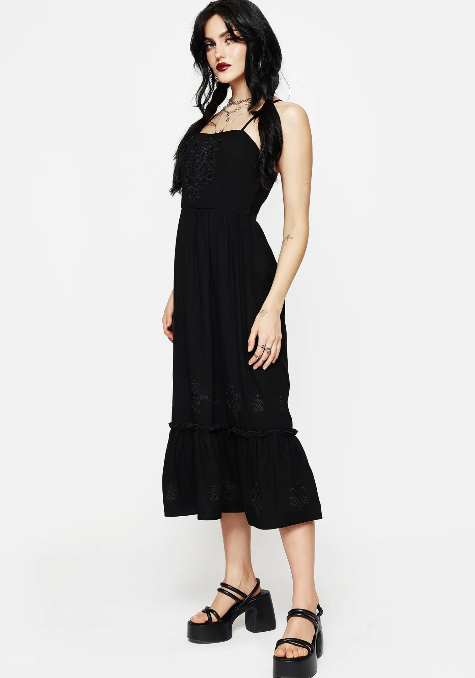 Cordata Embroidered Cami Midi Smock Dress