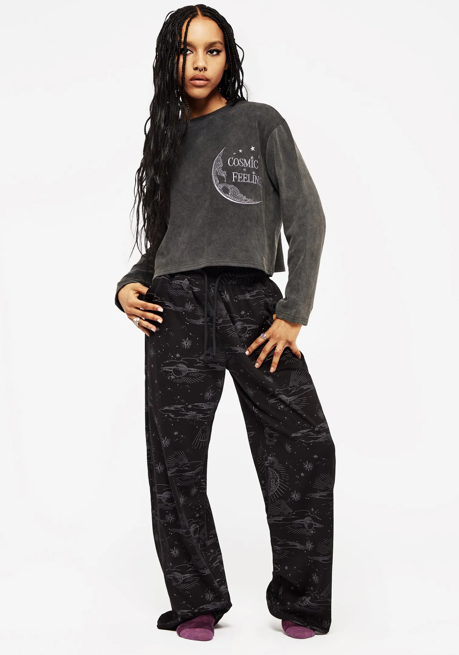 Cosmic Long Sleeve Crop Pyjama Top