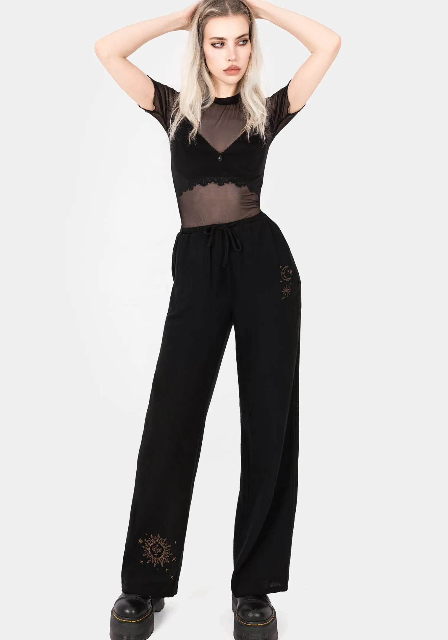 Cosmos Embroidered Wide Leg Trousers