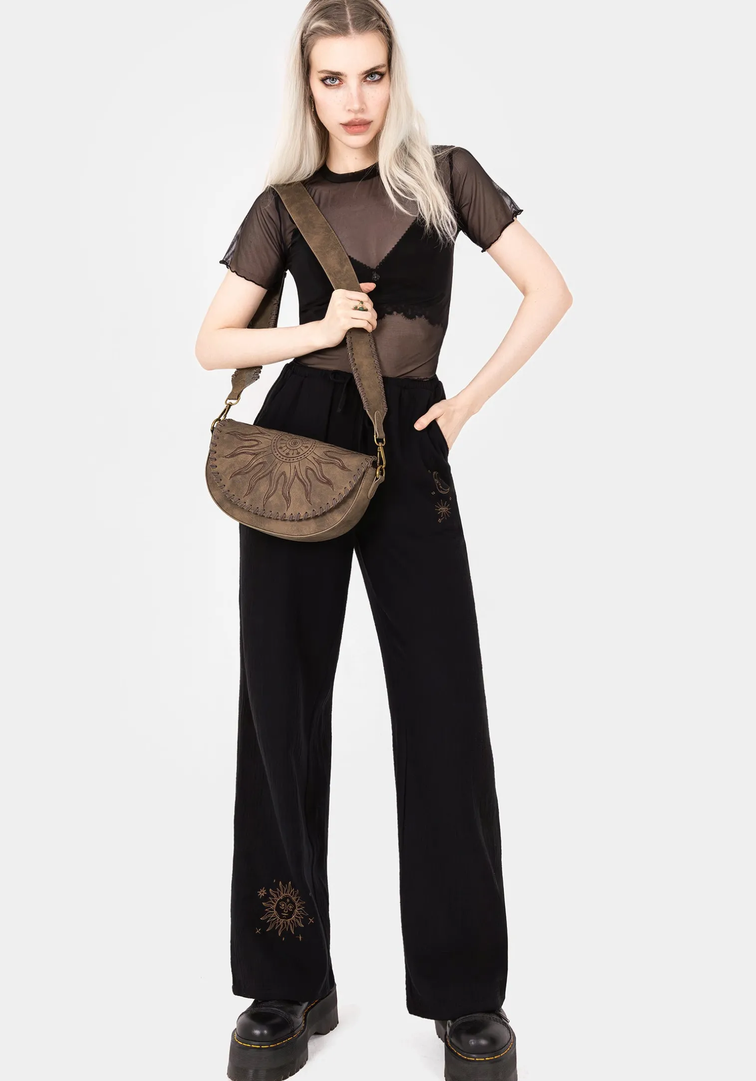 Cosmos Embroidered Wide Leg Trousers