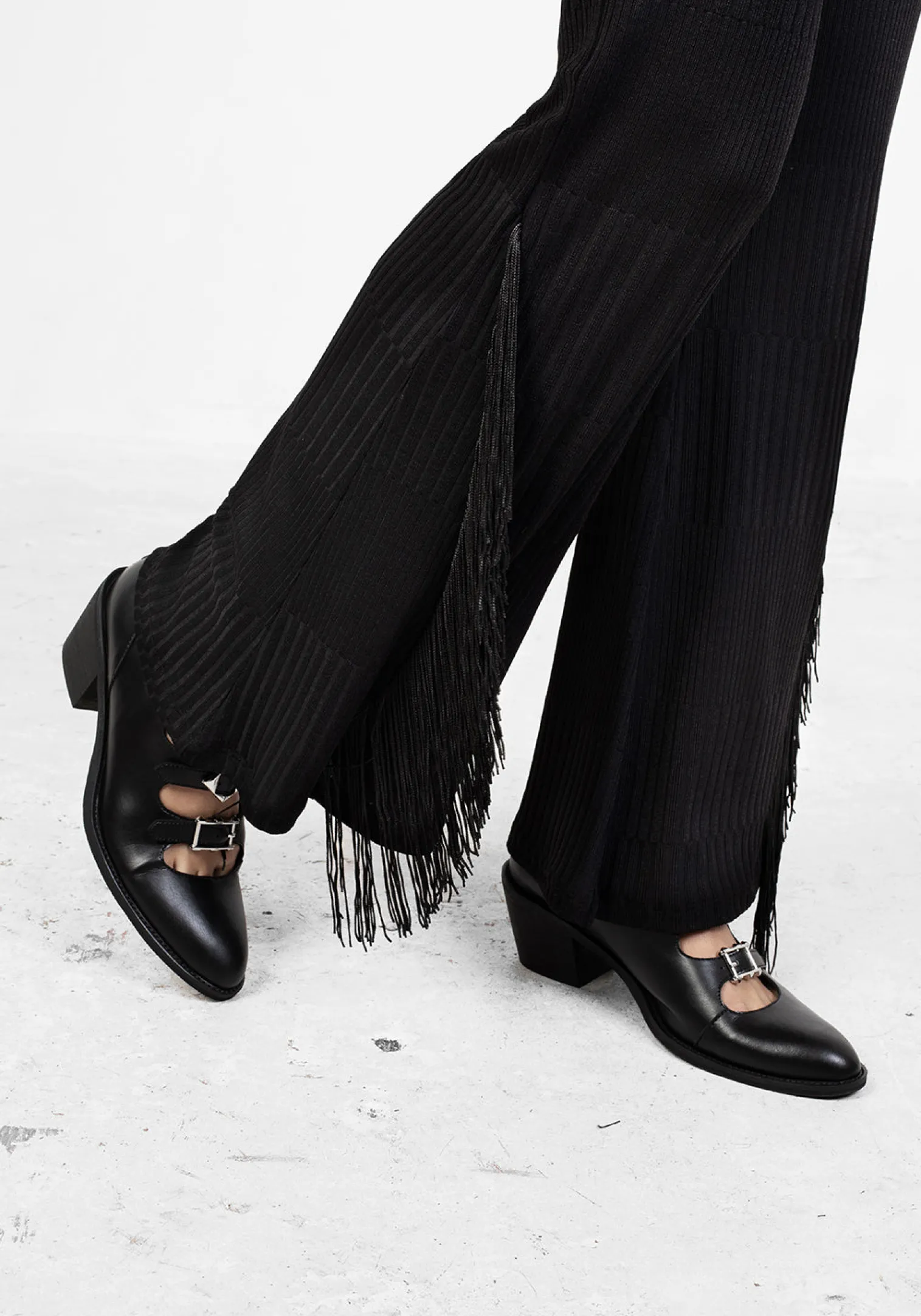 Coyote Fringed Jersey Flares