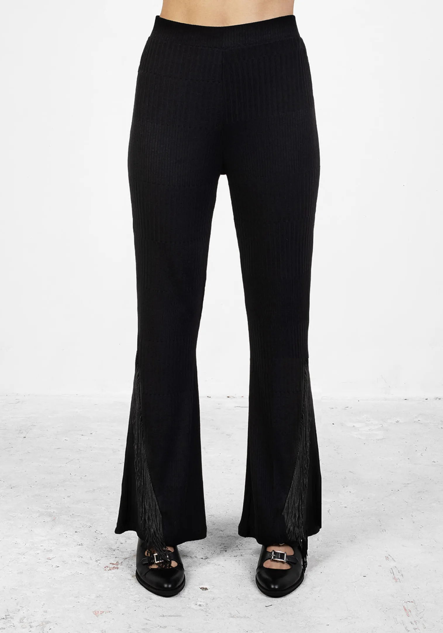 Coyote Fringed Jersey Flares
