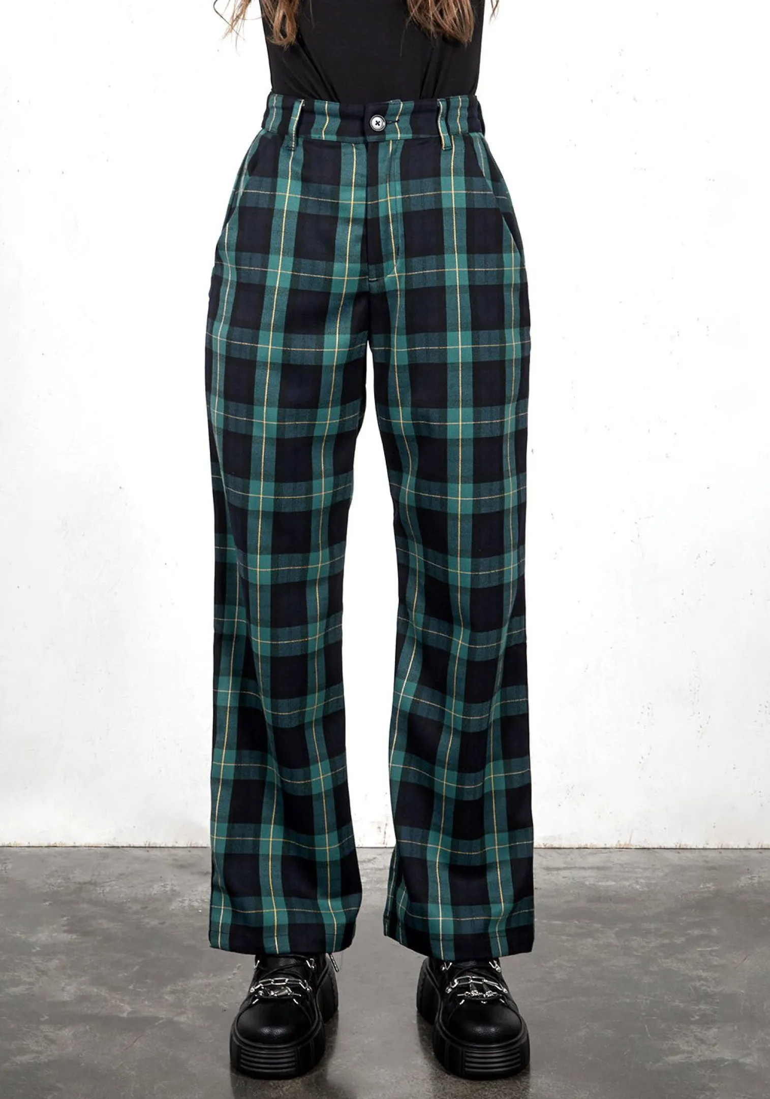 Creed Wide Leg Check Trousers