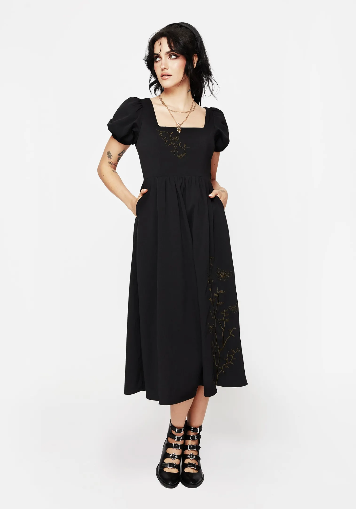 Cressida Moth Embroidered Midi Dress