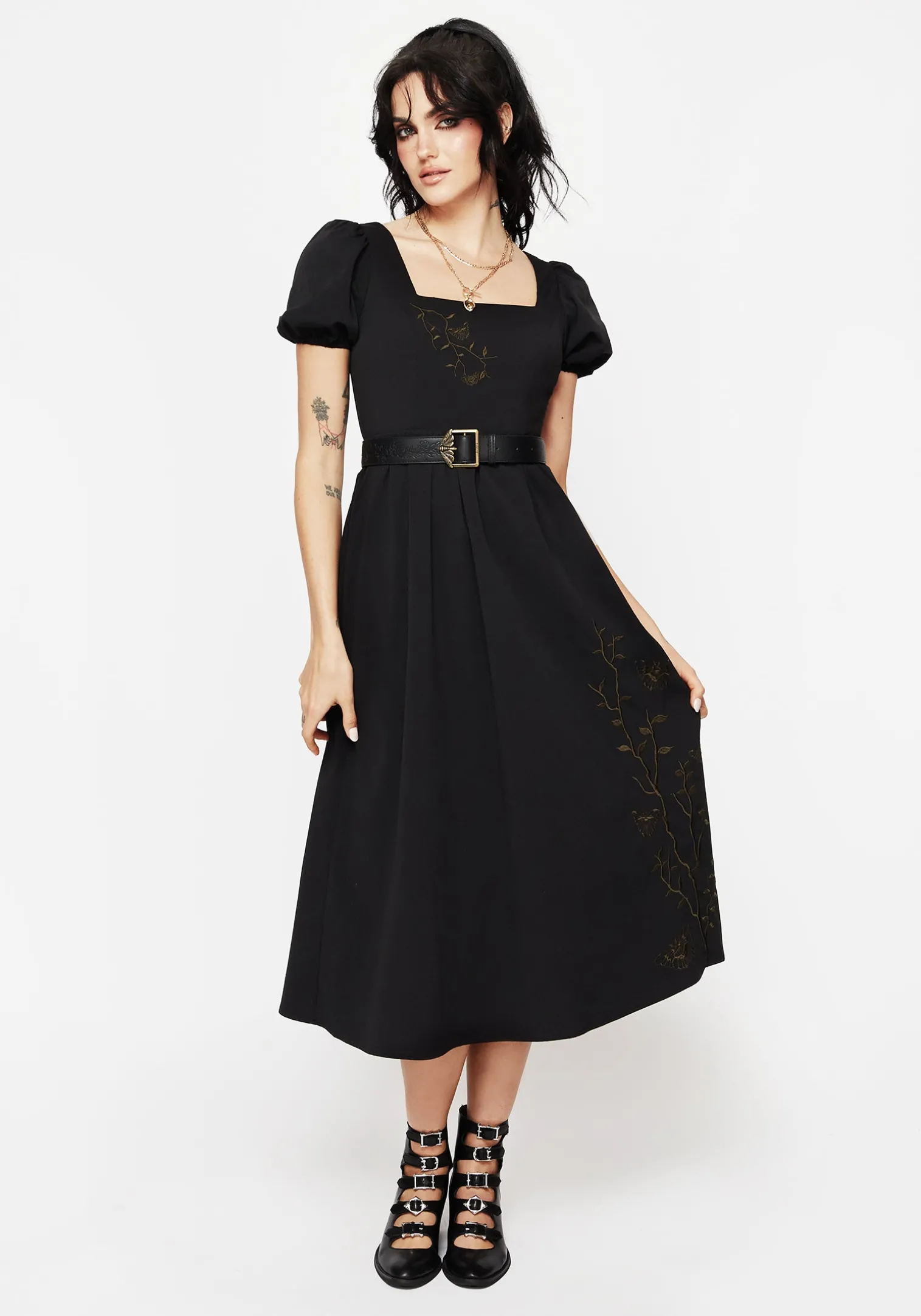 Cressida Moth Embroidered Midi Dress