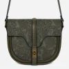 Cypress Paisley Debossed Crossbody Satchel Bag - Green