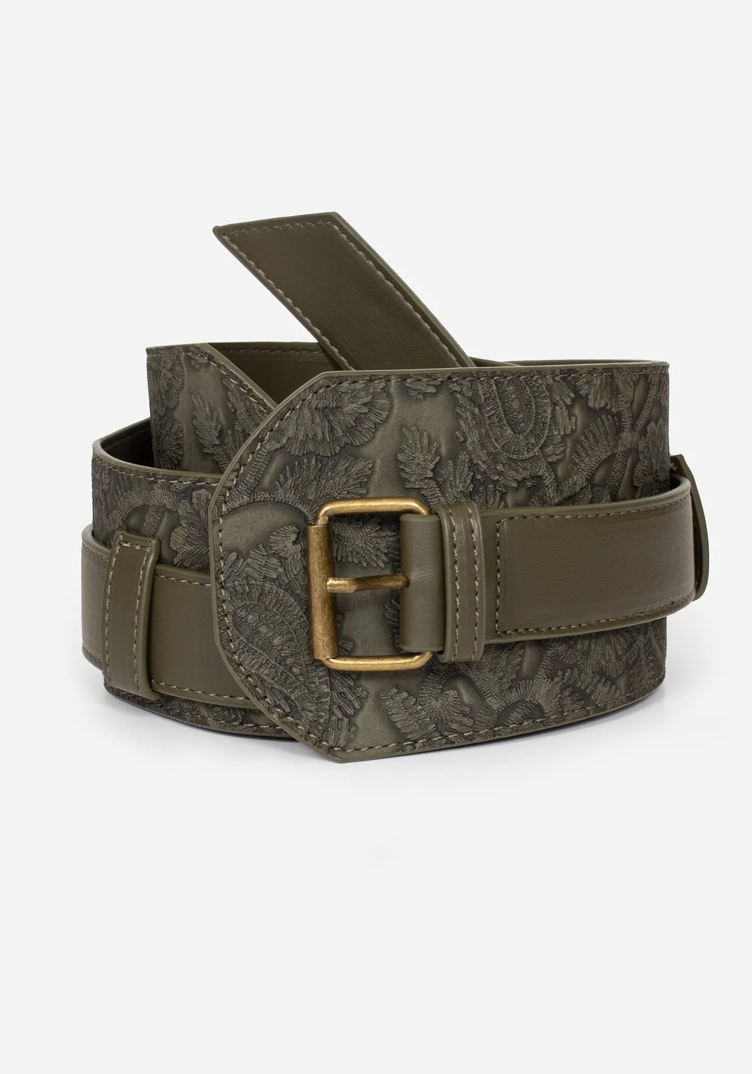 Cypress Paisley Debossed Buckled Waist Belt